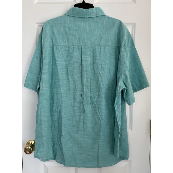 CHAPS MEN'S TOPS GREEN BUTTON DOWN SHORT SLEEVE COLLARED CASUAL TROPICAL 2X - Picture 6 of 8